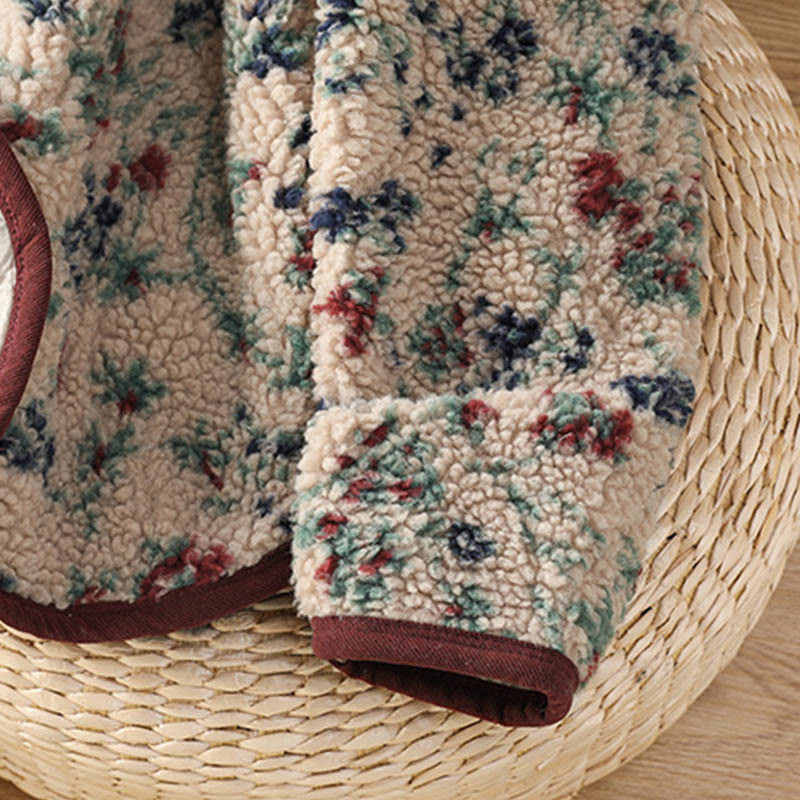 Giacca termica a maniche lunghe con tasche e motivo floreale in cotone da donna Buddha Stones - image 8