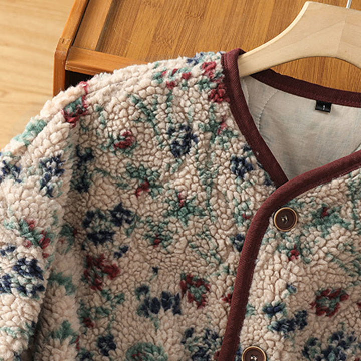 Giacca termica a maniche lunghe con tasche e motivo floreale in cotone da donna Buddha Stones - image 5