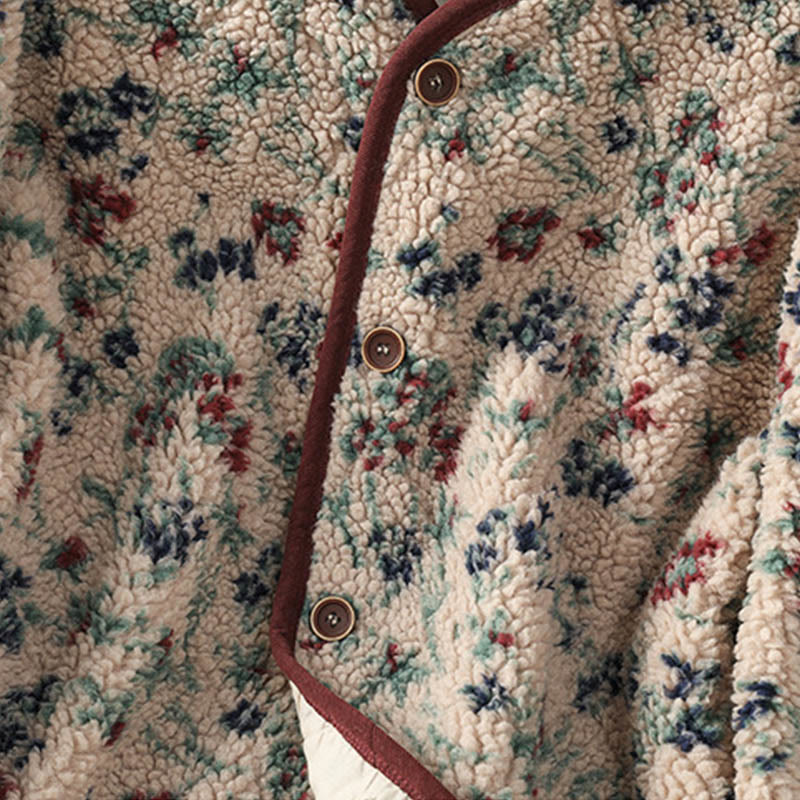 Giacca termica a maniche lunghe con tasche e motivo floreale in cotone da donna Buddha Stones - image 6