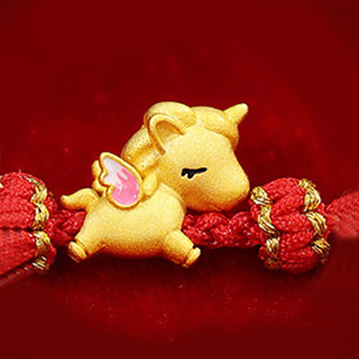 Braccialetto Buddha Stones in argento sterling 925 con corda rossa e simbolo della forza dell'anno del cavallo - image 9