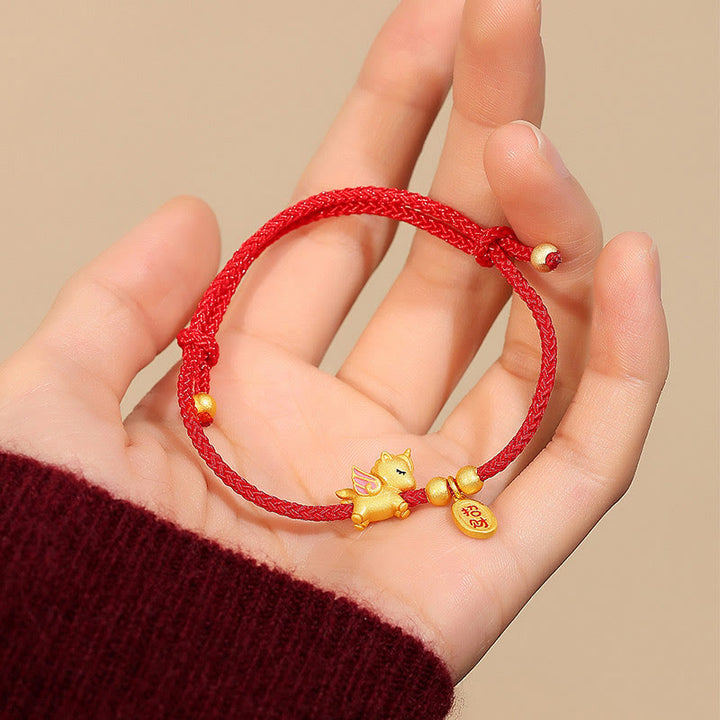 Braccialetto Buddha Stones in argento sterling 925 con corda rossa e simbolo della forza dell'anno del cavallo - Stile B (circonferenza del polso: 16-20 cm) - image 7