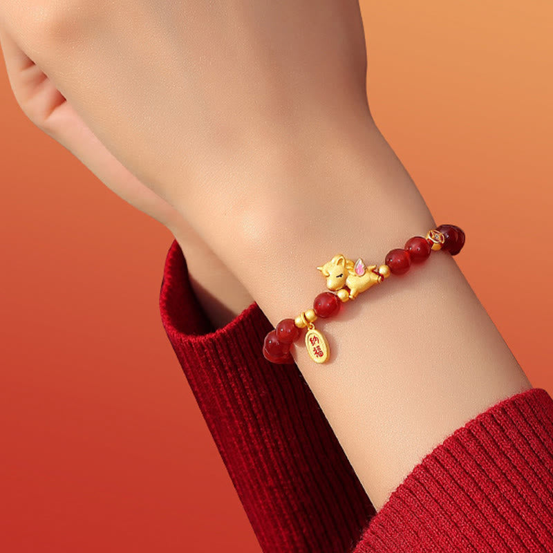 Bracciale Buddha Stones in argento sterling 925 con agata rossa e ciondolo portafortuna "Anno del cavallo" - image 6
