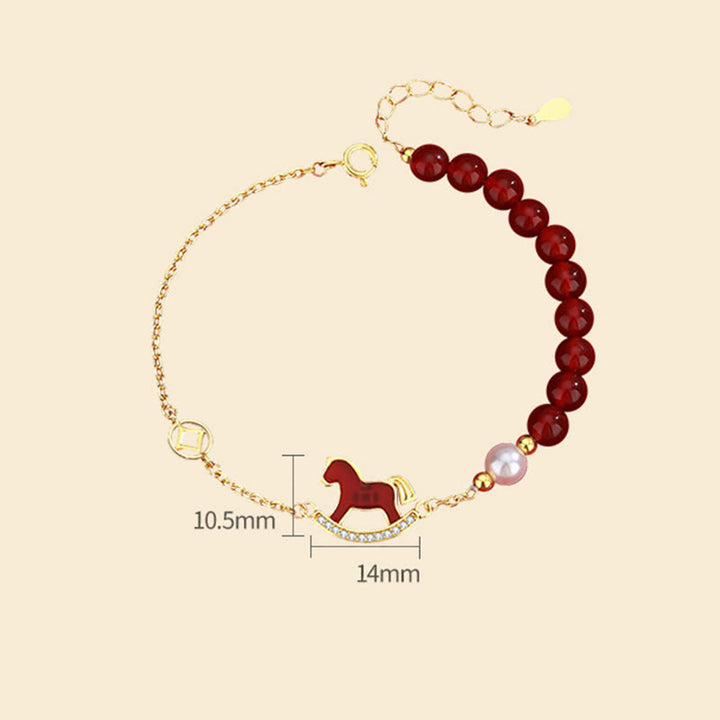 Orecchini Buddha Stones in argento sterling 925 con design dell'anno del cavallo e agata rossa, simbolo di fiducia - image 9