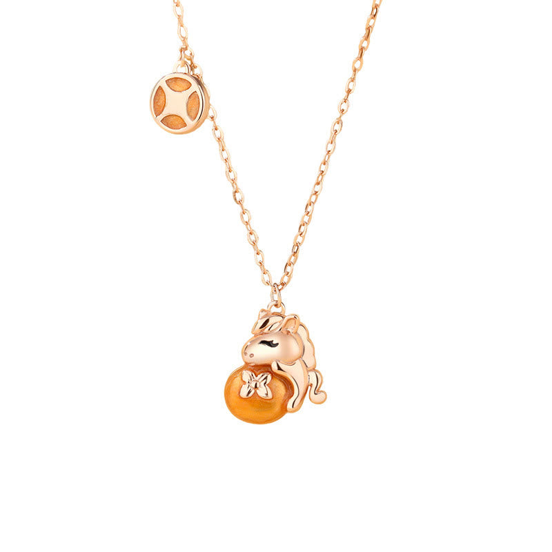 Collana con ciondolo e benedizione in argento sterling 925 con Buddha Stones e monete dell'anno del cavallo - image 2