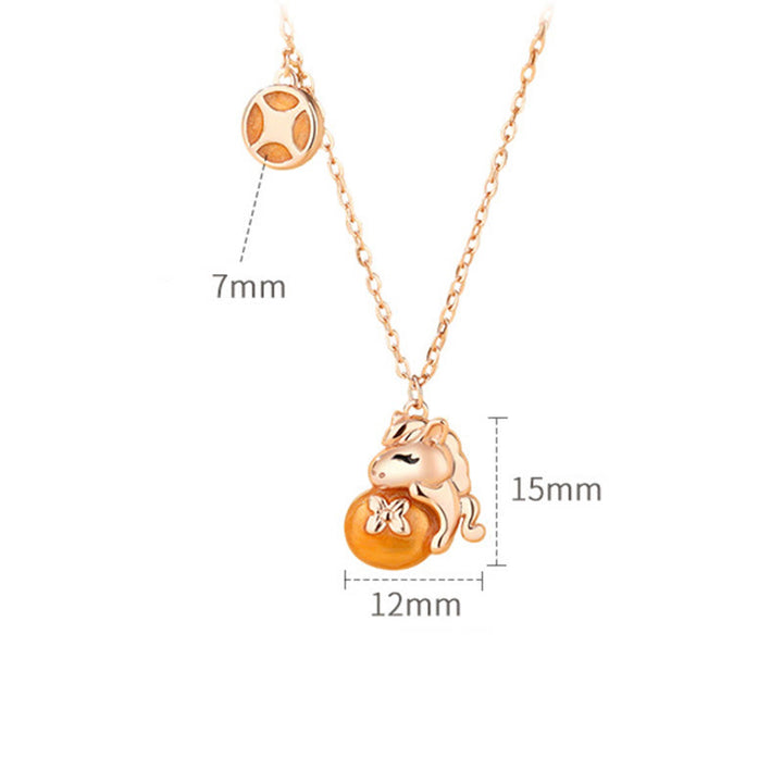 Collana con ciondolo e benedizione in argento sterling 925 con Buddha Stones e monete dell'anno del cavallo - image 3