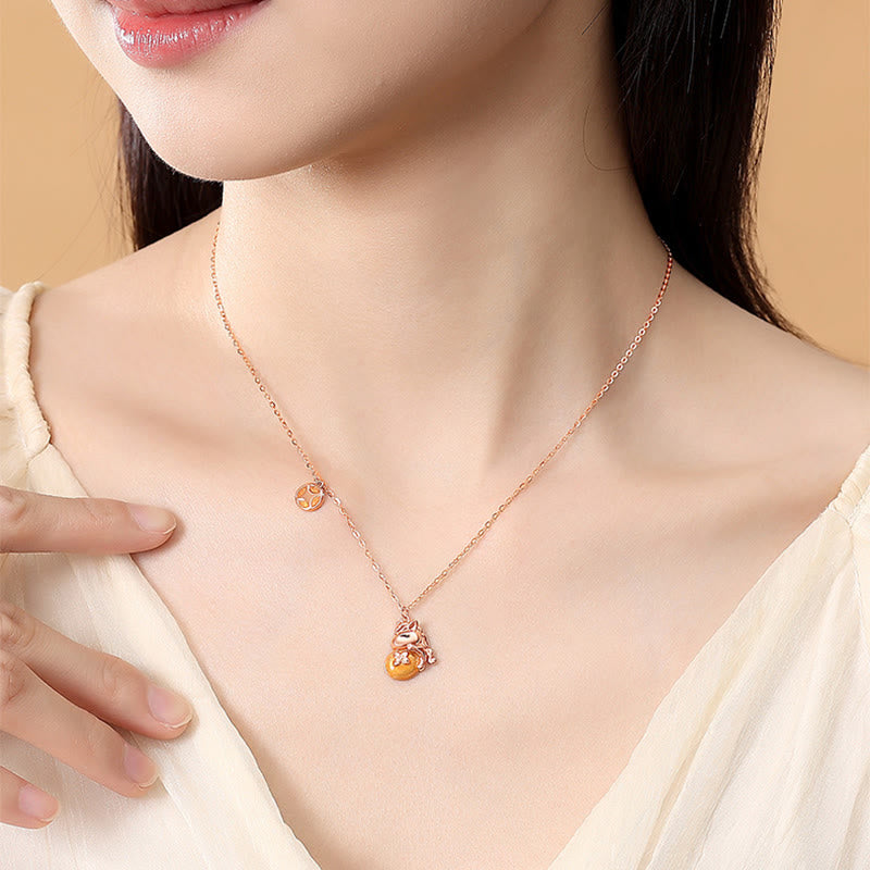 Collana con ciondolo e benedizione in argento sterling 925 con Buddha Stones e monete dell'anno del cavallo - image 5