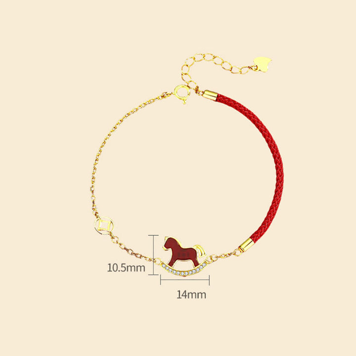 Bracciale con catena calma in agata rossa e ciondolo dell'anno del cavallo in argento sterling 925 Buddha Stones - image 9