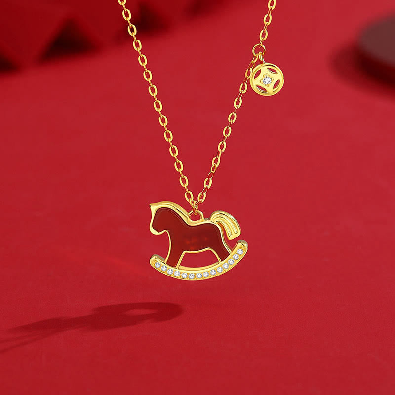 Orecchini Buddha Stones in argento sterling 925 con design dell'anno del cavallo e agata rossa, simbolo di fiducia - Collana con cavallo - image 17
