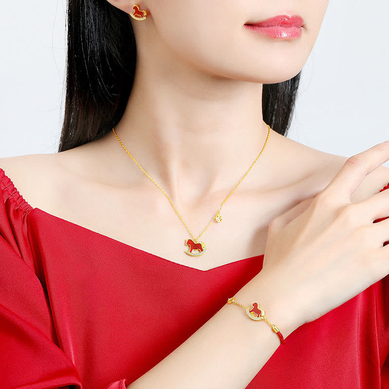 Orecchini Buddha Stones in argento sterling 925 con design dell'anno del cavallo e agata rossa, simbolo di fiducia - image 23