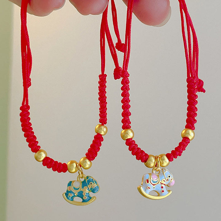 Braccialetto portafortuna in rame con filo rosso, anno del cavallo, zodiaco cinese Buddha Stones - image 6