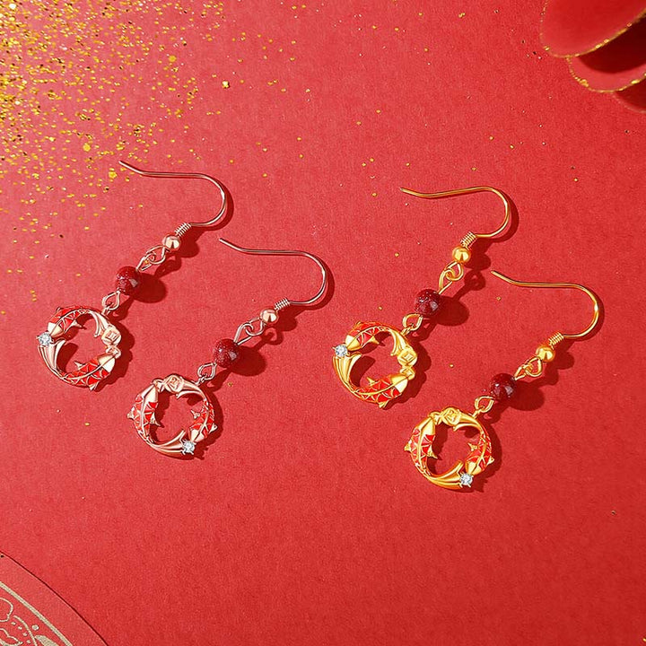 Orecchini di protezione con simbolo del pesce koi, placcati in argento sterling 925 e oro 18k, con Buddha Stones - image 4