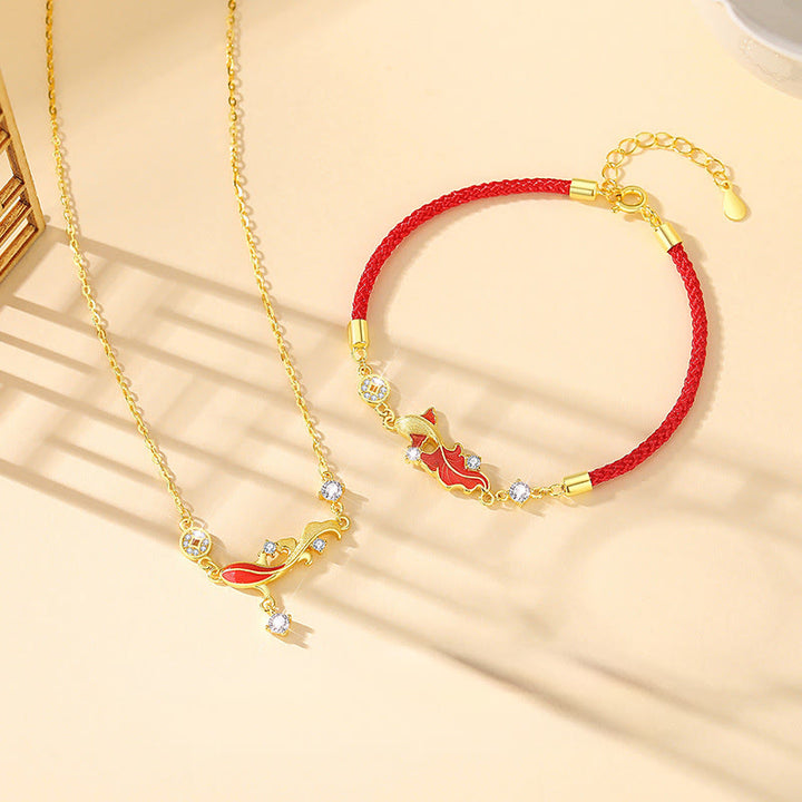 Braccialetto di benedizione con cordino rosso in argento sterling 925 con motivo a pesce koi Buddha Stones - image 10