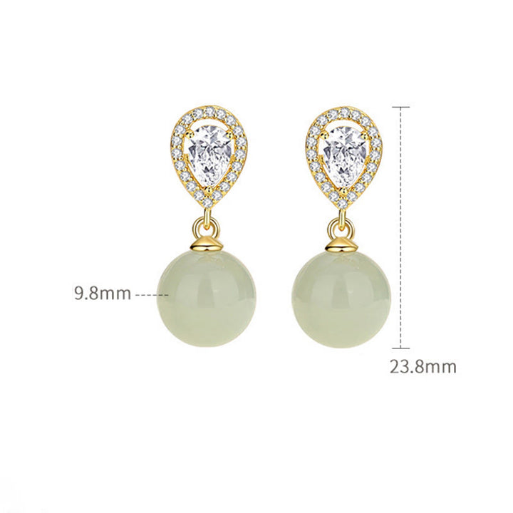 Orecchini della prosperità con perline di giada Hetian a forma di goccia in argento sterling 925 Buddha Stones - image 4