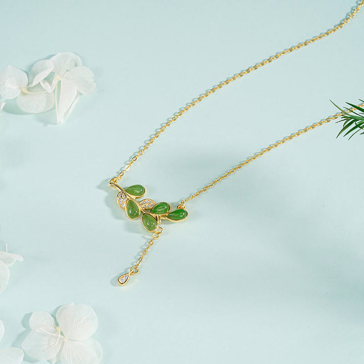 Collana di protezione in diaspro verde con design a nappa in argento sterling 925 Buddha Stones, Pandant - Collana in argento sterling 925 - image 1