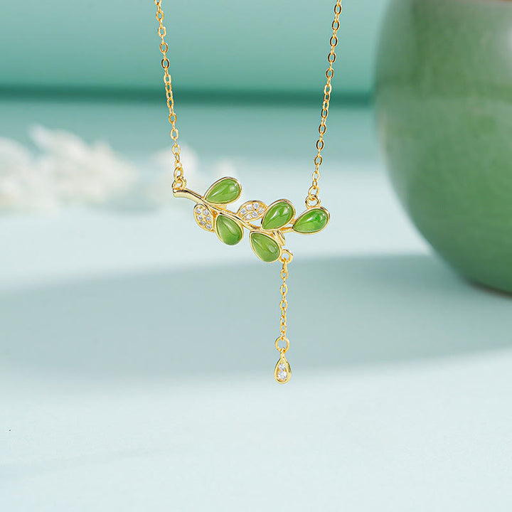 Collana di protezione in diaspro verde con design a nappa in argento sterling 925 Buddha Stones, Pandant - image 0