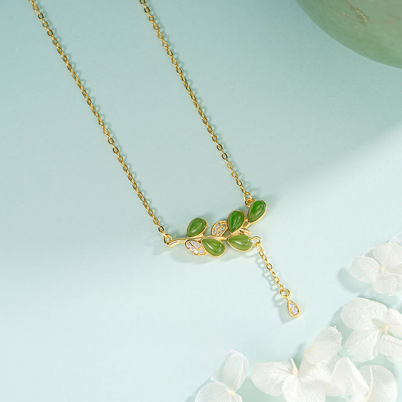 Braccialetto di protezione in diaspro verde inciso con foglie in argento sterling 925 Buddha Stones - image 9