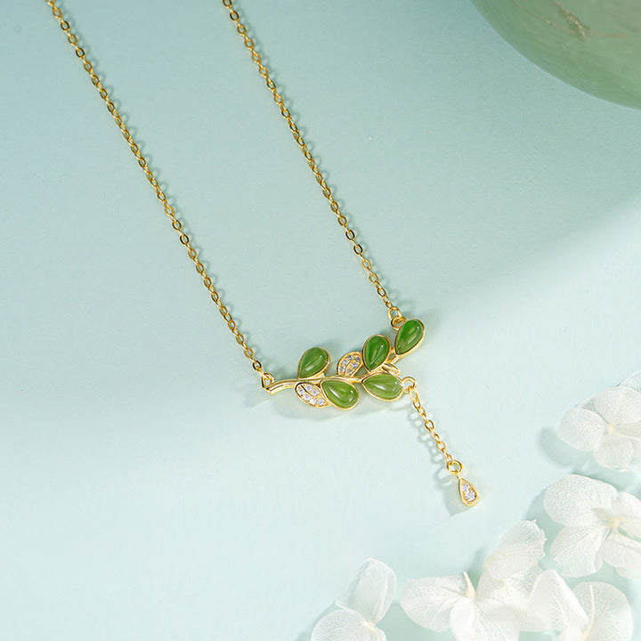 Collana di protezione in diaspro verde con design a nappa in argento sterling 925 Buddha Stones, Pandant - image 2