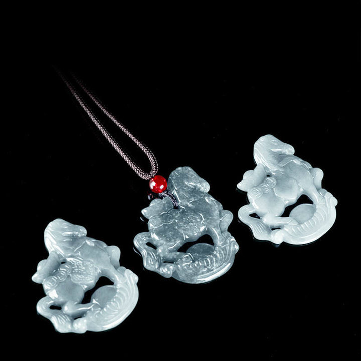 Collana con ciondolo in corda, lingotto di giada, Buddha Stones, anno del cavallo, fortuna e prosperità - image 11