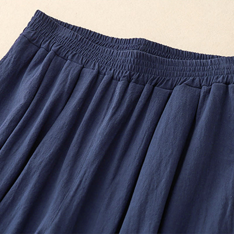 Pantaloni harem da donna in cotone con elastico in vita, tinta unita, Buddha Stones Commute, lunghezza 7-8, con tasche - image 1