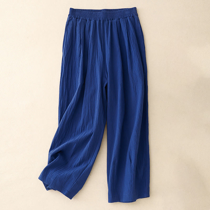 Pantaloni harem da donna in cotone con elastico in vita, tinta unita, Buddha Stones Commute, lunghezza 7-8, con tasche - image 4