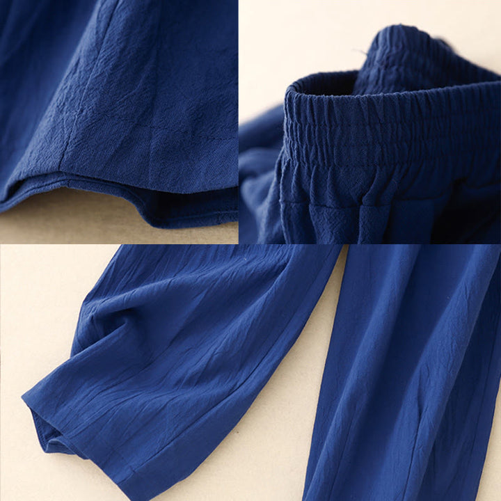 Pantaloni harem da donna in cotone con elastico in vita, tinta unita, Buddha Stones Commute, lunghezza 7-8, con tasche - image 9