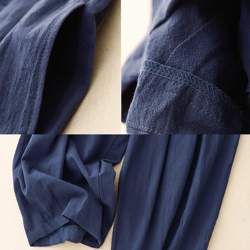 Pantaloni harem da donna in cotone con elastico in vita, tinta unita, Buddha Stones Commute, lunghezza 7-8, con tasche - image 2