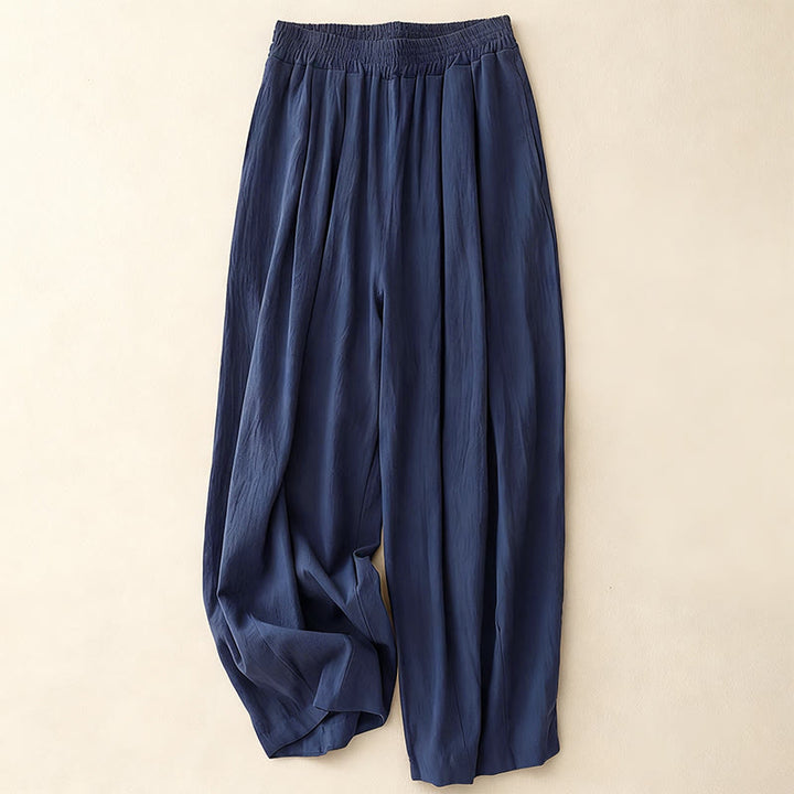 Pantaloni harem da donna in cotone con elastico in vita, tinta unita, Buddha Stones Commute, lunghezza 7-8, con tasche - DarkSlateBlue - US8-10, UK/AU12-14, EU40-42 (2XL) - image 0