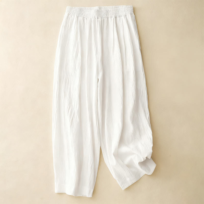 Pantaloni harem da donna in cotone con elastico in vita, tinta unita, Buddha Stones Commute, lunghezza 7-8, con tasche - Bianco - US8-10, UK/AU12-14, EU40-42 (2XL) - image 10