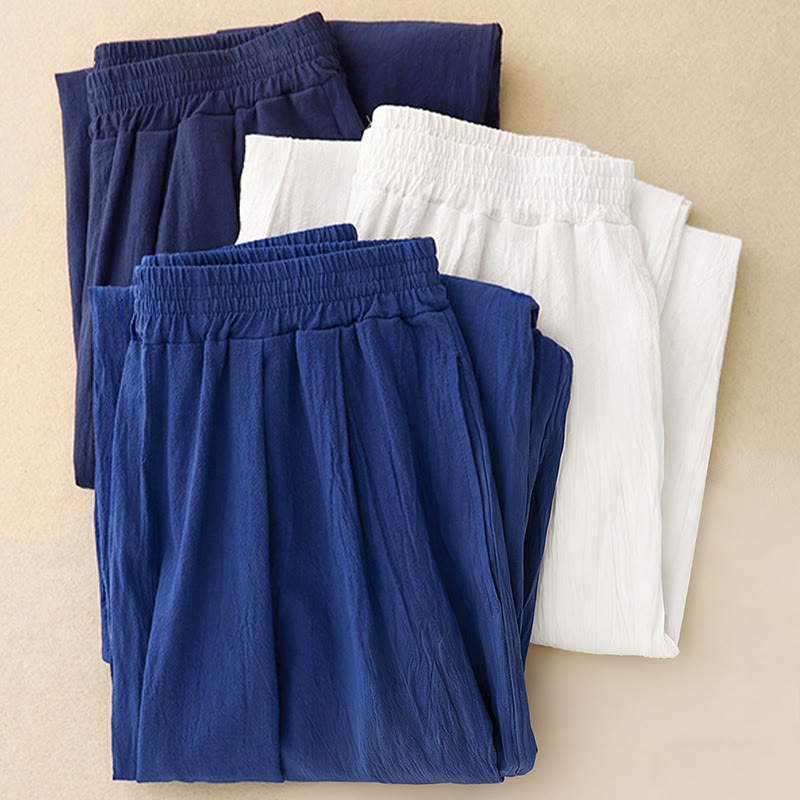 Pantaloni harem da donna in cotone con elastico in vita, tinta unita, Buddha Stones Commute, lunghezza 7-8, con tasche - image 15