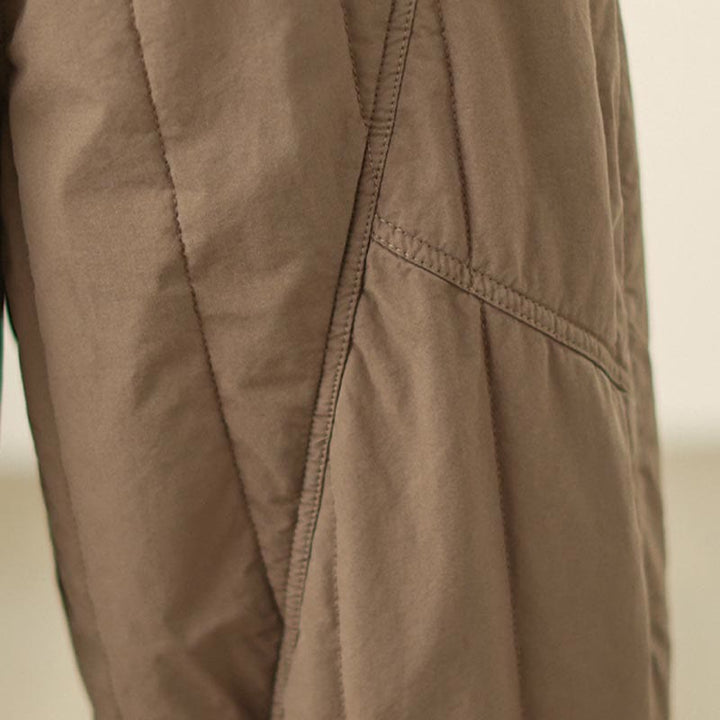 Pantaloni harem termici da donna in cotone a vita alta con elastico in vita e tasche, Buddha Stones Winter Plain - image 18