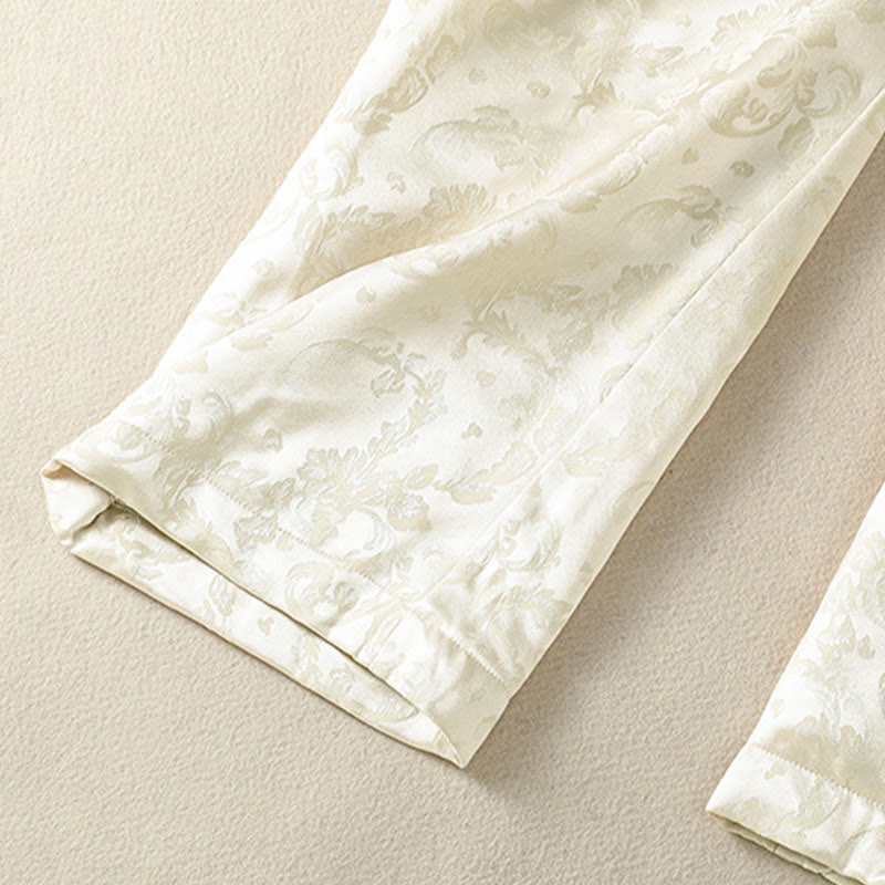 Pantaloni termici spessi a gamba larga da donna con tasche e design a vita alta in jacquard con Buddha Stones - image 8