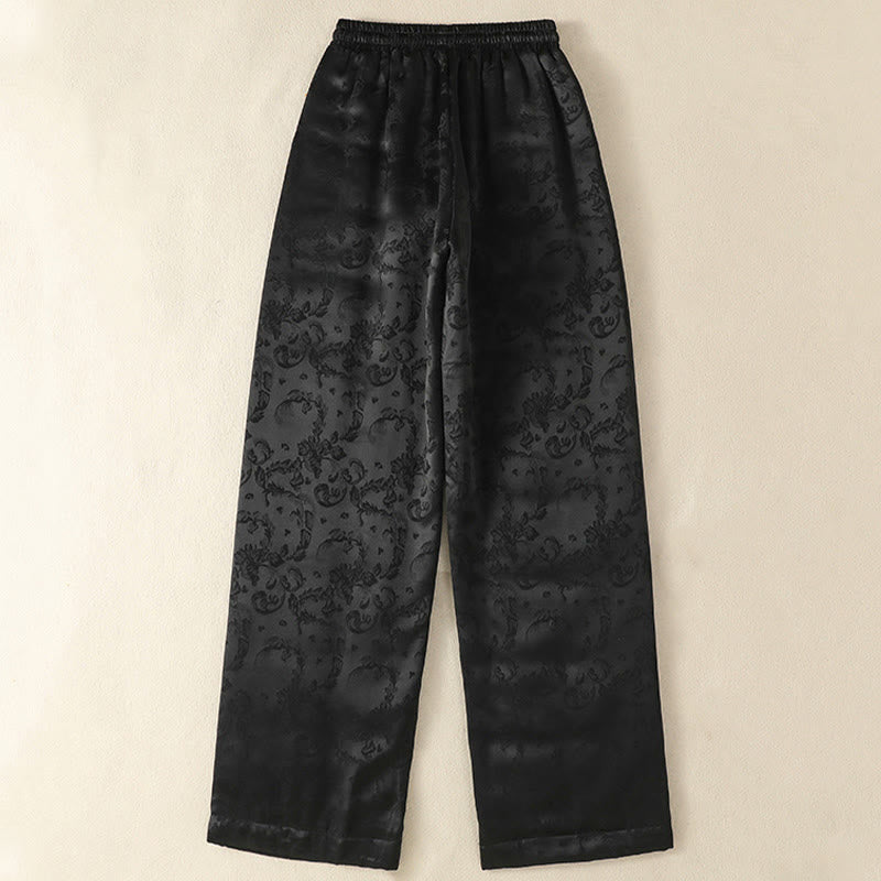 Pantaloni termici spessi a gamba larga da donna con tasche e design a vita alta in jacquard con Buddha Stones - image 11