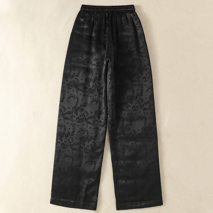 Pantaloni termici spessi a gamba larga da donna con tasche e design a vita alta in jacquard con Buddha Stones - image 11