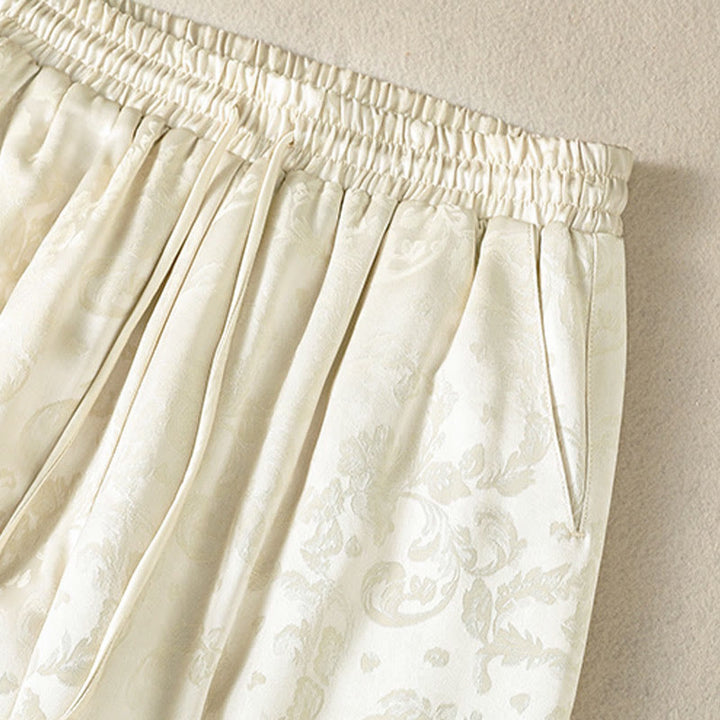 Pantaloni termici spessi a gamba larga da donna con tasche e design a vita alta in jacquard con Buddha Stones - image 4