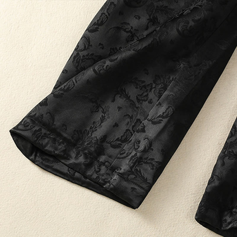 Pantaloni termici spessi a gamba larga da donna con tasche e design a vita alta in jacquard con Buddha Stones - image 16