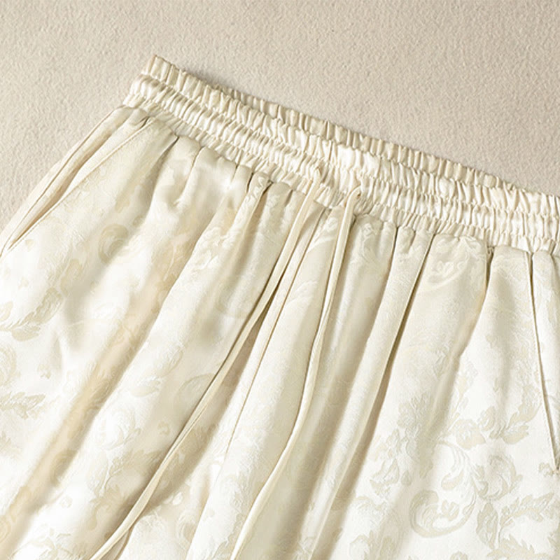 Pantaloni termici spessi a gamba larga da donna con tasche e design a vita alta in jacquard con Buddha Stones - image 2