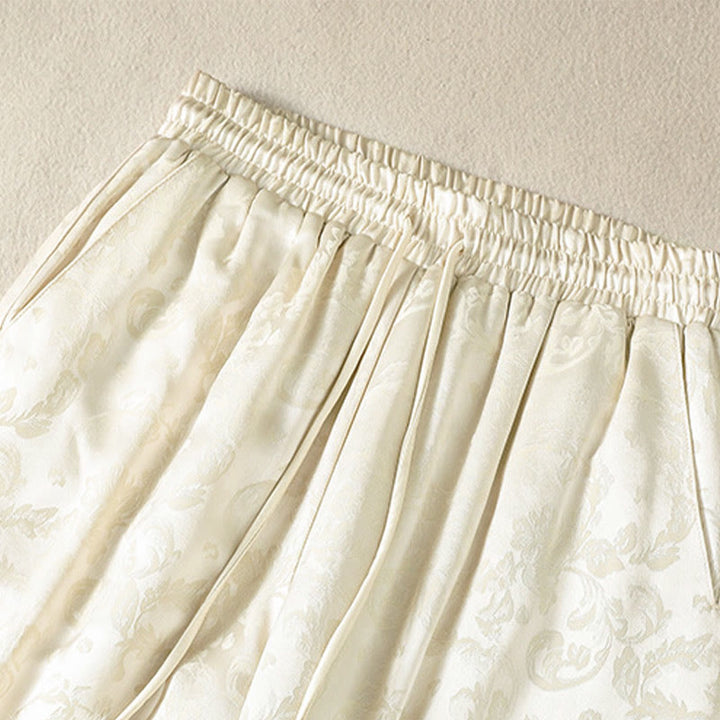 Pantaloni termici spessi a gamba larga da donna con tasche e design a vita alta in jacquard con Buddha Stones - image 2