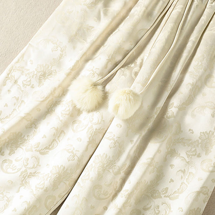 Pantaloni termici spessi a gamba larga da donna con tasche e design a vita alta in jacquard con Buddha Stones - image 5