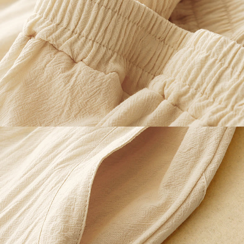 Pantaloni larghi da donna con tasche, Buddha Stones Fall, tinta unita, patchwork, design semplice - image 5