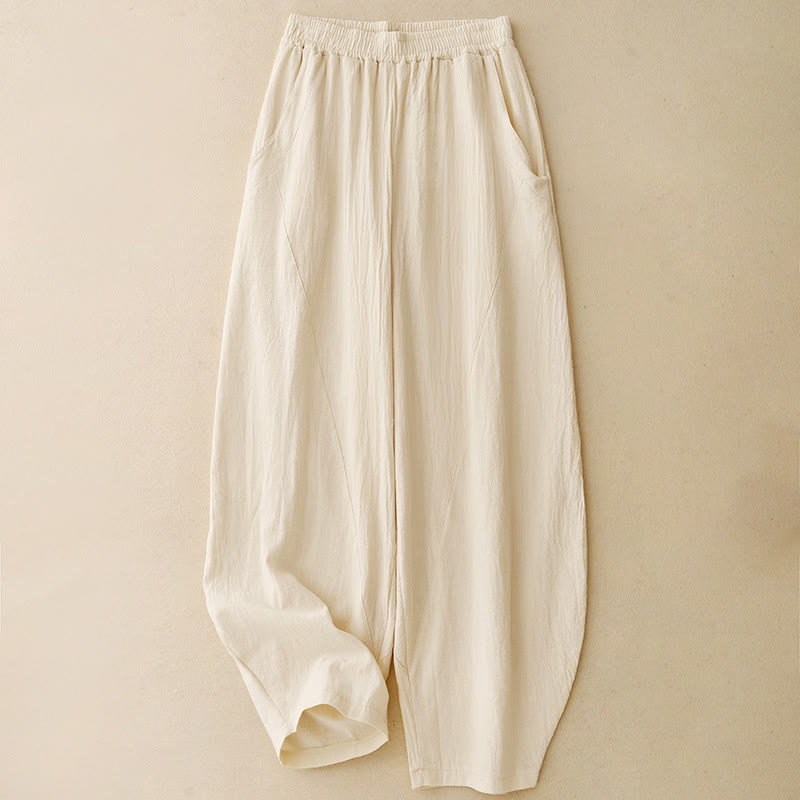 Pantaloni larghi da donna con tasche, Buddha Stones Fall, tinta unita, patchwork, design semplice - image 0