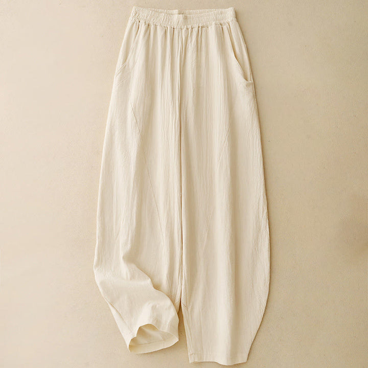 Pantaloni larghi da donna con tasche, Buddha Stones Fall, tinta unita, patchwork, design semplice - image 0