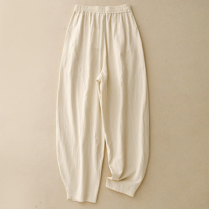 Pantaloni larghi da donna con tasche, Buddha Stones Fall, tinta unita, patchwork, design semplice - Beige - US8-10, UK/AU12-14, EU40-42 (2XL) - image 1