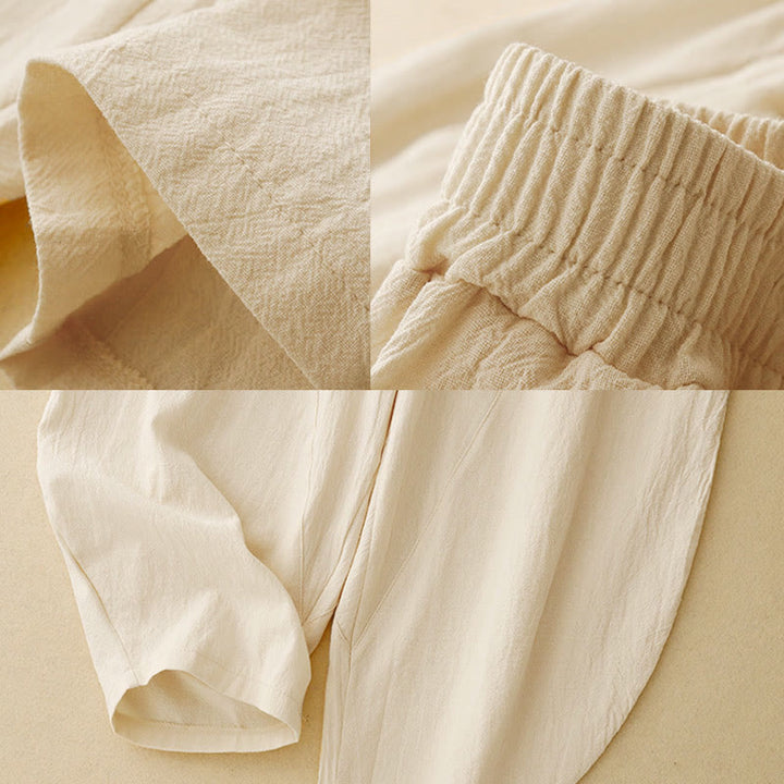 Pantaloni larghi da donna con tasche, Buddha Stones Fall, tinta unita, patchwork, design semplice - image 6