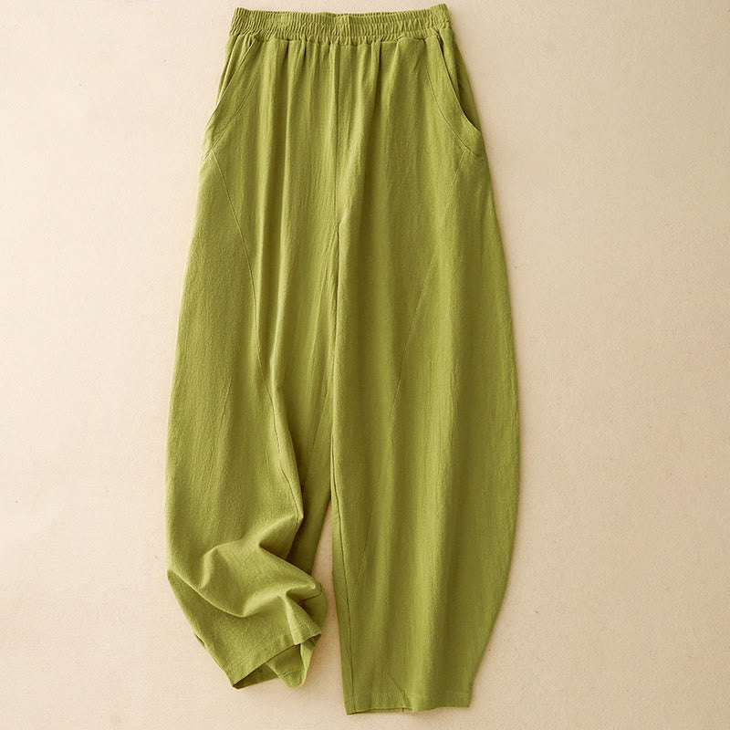 Pantaloni larghi da donna con tasche, Buddha Stones Fall, tinta unita, patchwork, design semplice - GialloVerde - US8-10, UK/AU12-14, EU40-42 (2XL) - image 7