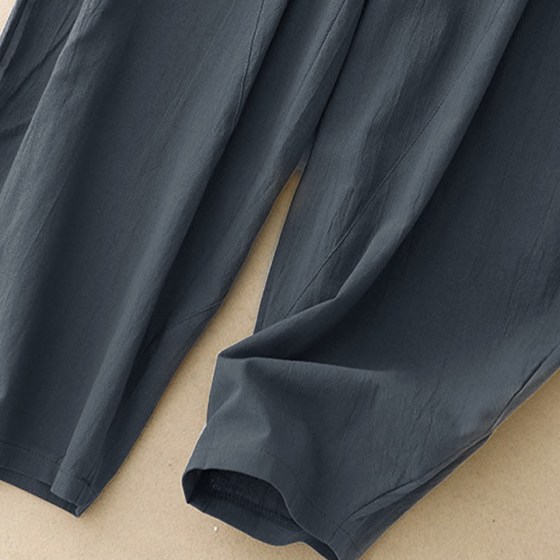 Pantaloni larghi da donna con tasche, Buddha Stones Fall, tinta unita, patchwork, design semplice - image 12