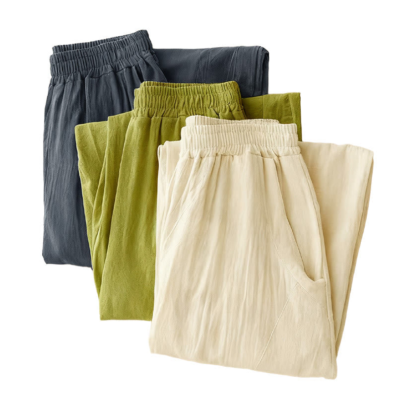 Pantaloni larghi da donna con tasche, Buddha Stones Fall, tinta unita, patchwork, design semplice - image 16