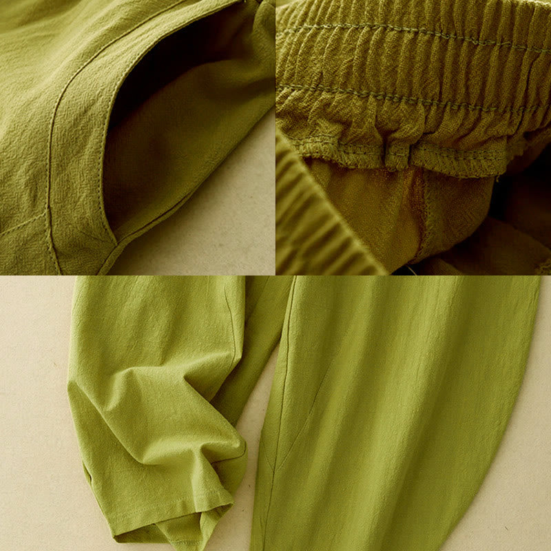 Pantaloni larghi da donna con tasche, Buddha Stones Fall, tinta unita, patchwork, design semplice - image 9