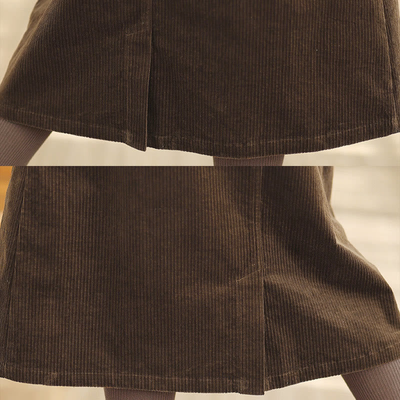 Gonna in velluto a coste da donna con tasche, lunghezza 7-8, colore puro, con elastico in vita Buddha Stones - image 7