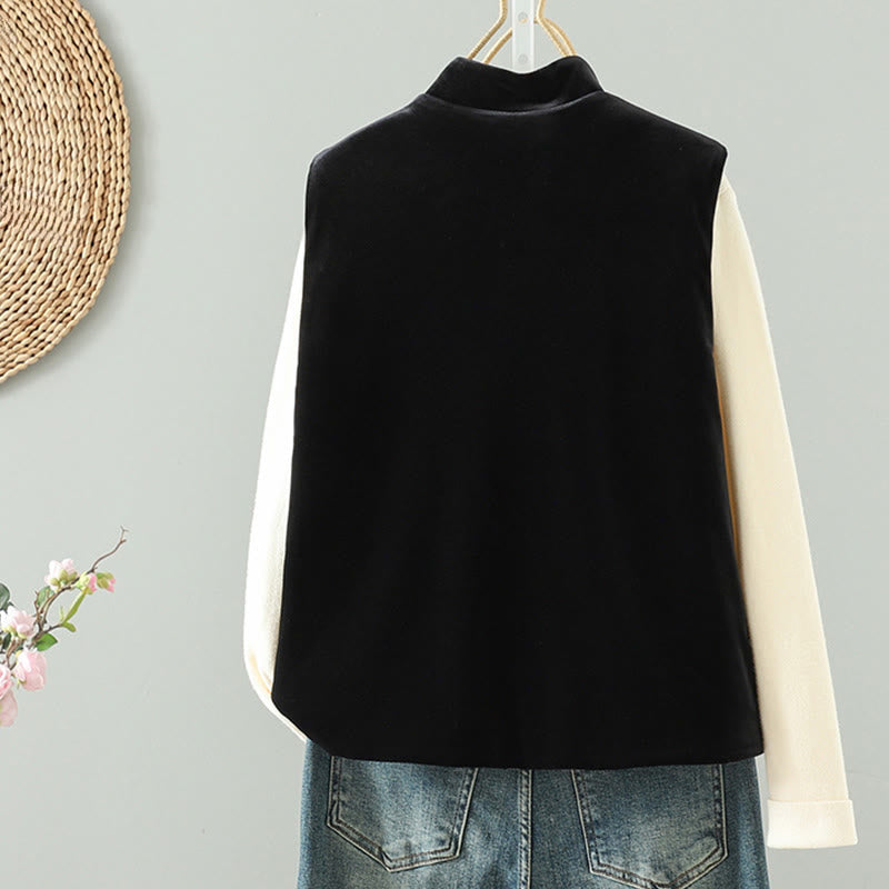 Gilet senza maniche da donna con ricamo di fiori bianchi Buddha Stones - image 1