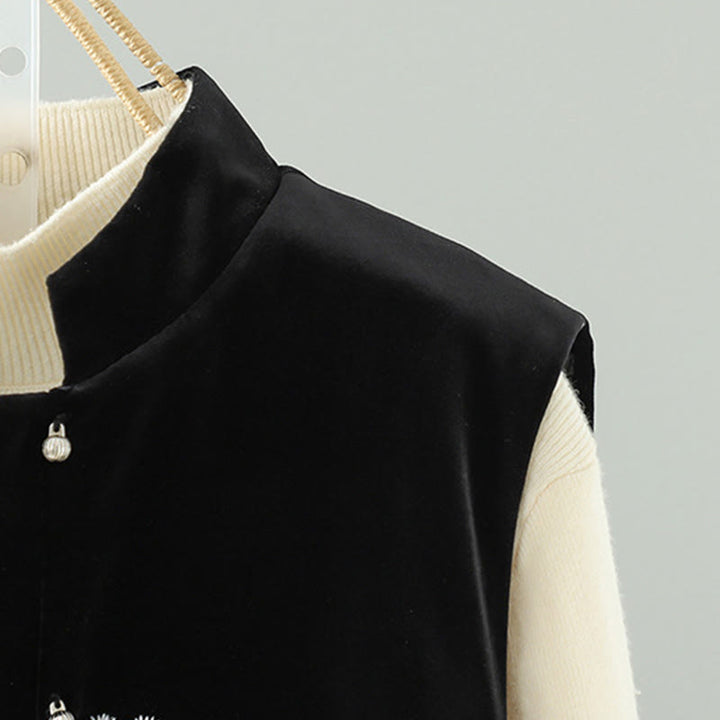 Gilet senza maniche da donna con ricamo di fiori bianchi Buddha Stones - image 9